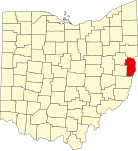 Map of Ohio highlighting Jefferson County